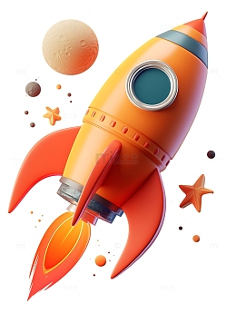 3D星球卡通火箭
