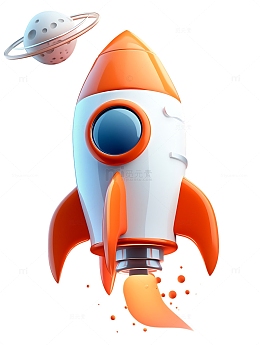 3D星球卡通火箭卫星