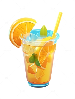 夏日消暑橙汁汽水卡通
