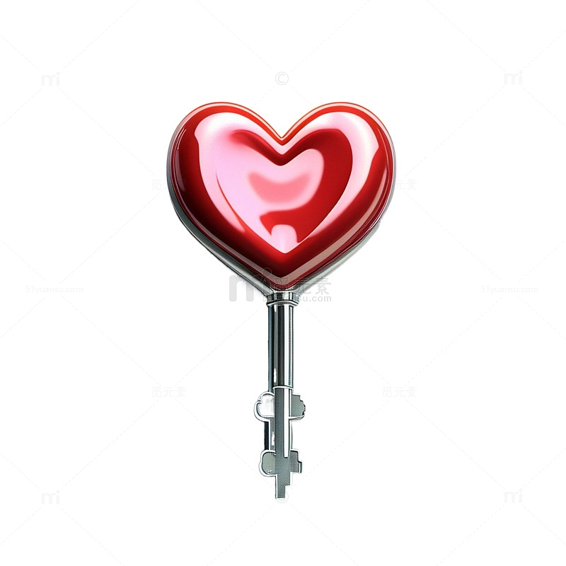3D立体情人节红色浪漫爱心钥匙