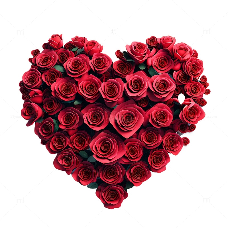 3D立体真实红色爱心玫瑰