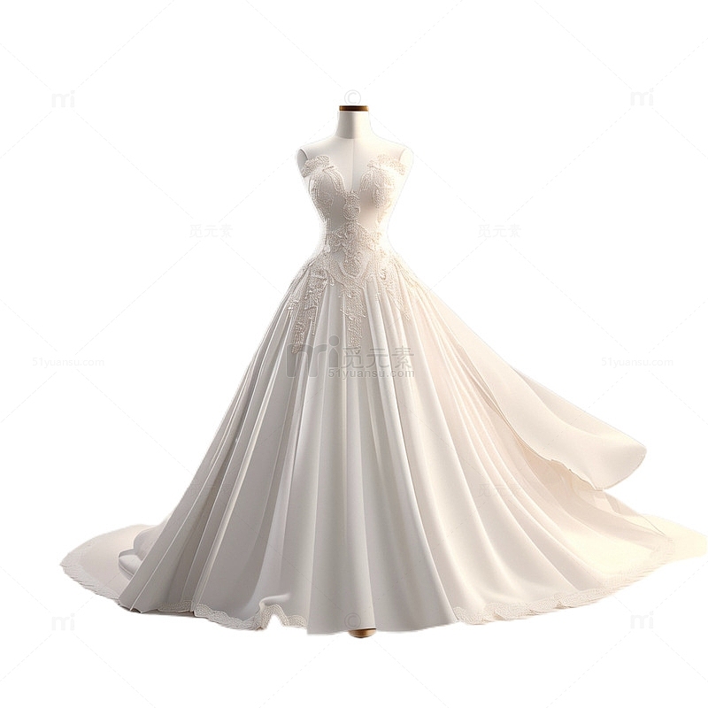 3D立体真实白色婚纱模型