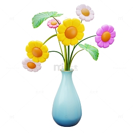 3D立体卡通花瓶素材