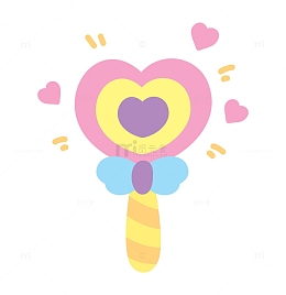 可爱心形糖果棒卡通插图