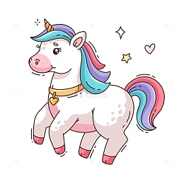 手绘独角兽卡通插图