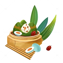 端午节粽子粽叶红枣咸鸭蛋蒸屉竹帘