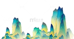 彩绘卡通山峰石峰大山高山丘陵山脉