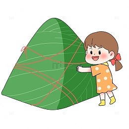 端午节女孩抱大粽子免抠图片