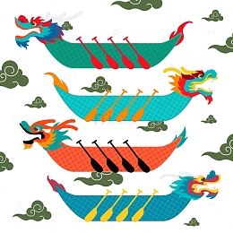 彩色端午的龙舟