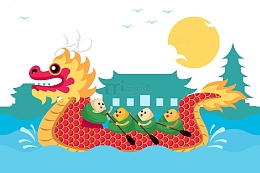在赛龙舟的米粽
