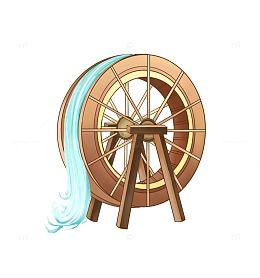 小满节气水车流水手绘元素