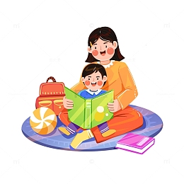 母亲陪宝宝看书