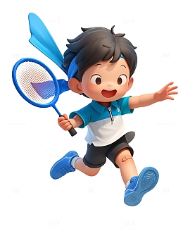 运动会打羽毛球的小孩