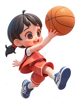 运动会打篮球的小女孩
