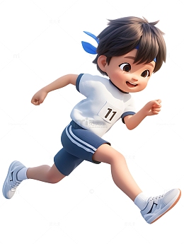 运动会田径赛跑的男孩