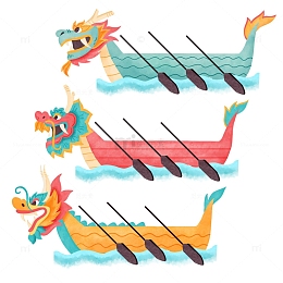 彩色威武的龙舟