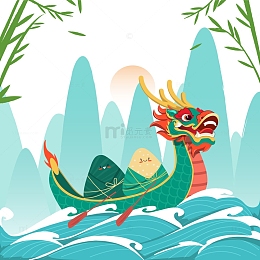 行驶在山水间的龙舟