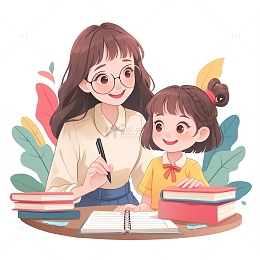 家教辅导功课卡通人物素材