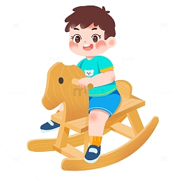 儿童节木马男孩PNG素材
