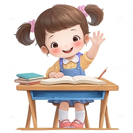 举手回答问题可爱卡通人物素材