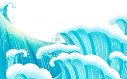 彩绘卡通海浪波浪浪花河流