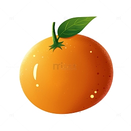 手绘卡通橘子桔子蜜桔水果绿叶叶子