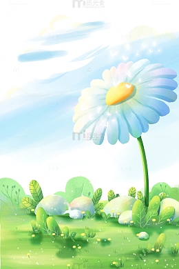 清新唯美小雏菊春夏插画