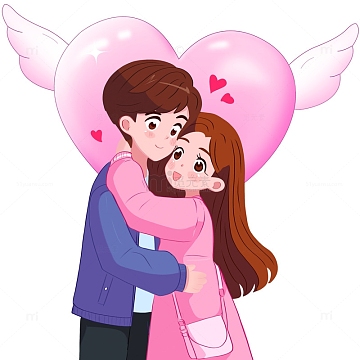 情人节情侣拥抱插画