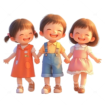 卡通儿童节手拉手人物