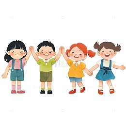 卡通手牵手儿童人物