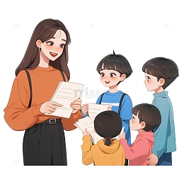 老师给学生解答问题场景卡通素材