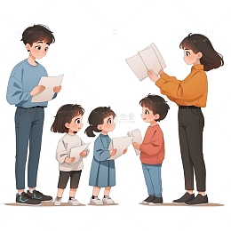 学校老师辅导学生场景插画