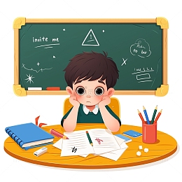 学生做作业思考问题卡通素材