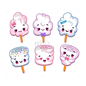 可爱的手绘糖果棉花糖