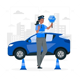 正在执勤的交警卡通插图