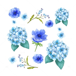 水彩盛开的花朵