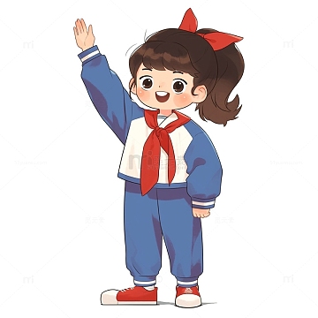 穿着校服戴着红领巾的儿童