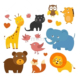 可爱的装饰动物插画