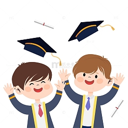 毕业季学士服人物抛学士帽
