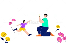 与孩子一起玩耍的爸爸