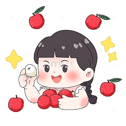 女孩吃荔枝PNG