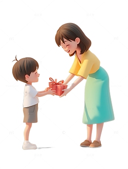 小孩送母亲礼物