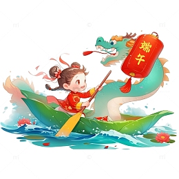 端午节赛龙舟卡通人物素材