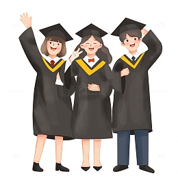 毕业季学士服学生合影人物毕业典礼