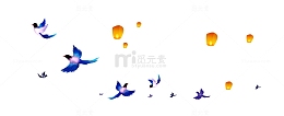 七夕情人节喜鹊鹊桥鸟群孔明灯