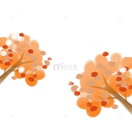 手绘卡通花树树木树枝