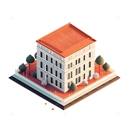 3D立体卡通建筑学校教学楼