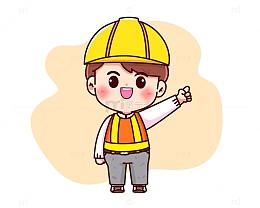 工程工人安全施工手绘插图