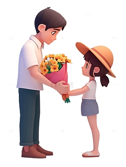 父亲节送花的小女孩