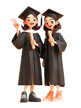 毕业季毕业学生两个女生